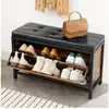 Image de Vasagle banc à chaussures avec rangement, siège rembourré, avec tiroir à bascule, pour 6 paires de chaussures, cadre en acier, style industriel, marron rustique et noir lsb049b01