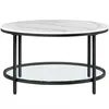 Image de VASAGLE Table Basse Table de Salon Façon Marbre Support en Verre Trempé Facile à Assembler Blanc Marbré et Noir dencre