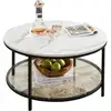 Image de Vasagle table basse, table de salon, table canapé apéro, façon marbre, support en verre trempé, facile à assembler, pour salon, style moderne, blanc marbré et noir lct071b13