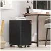 Image de Songmics caisson de bureau, placard de rangement mobile, avec roulettes et serrure, pour documents et dossier suspendu, avec 3 tiroirs, noir ofc030b01