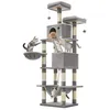 Image de Arbre à Chat Hauteur 203.5 cm avec 13 Griffoirs 2 Plate-forme 2 Niches Multi-niveaux pour Chat dIntérieur Gris Clair