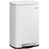 Image de SONGMICS Poubelle Cuisine 50 L Poubelle Bureau Fermeture en Douceur avec Pédale en Acier Seau Intérieur Blanc