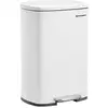 Image de Songmics poubelle de cuisine 50l à pédale, avec seau intérieur en plastique, couvercle, fermeture douce, anti-odeur, blanc ltb101w01