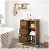 Image de Vasagle meuble de salle de bain, buffet, armoire, placard de rangement avec 3 tiroirs, 2 étagères intérieures réglables en hauteur, pour salon, cuisine, couloir, marron rustique bbk143x01