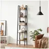 Image de Vasagle étagère échelle, bibliothèque à 5 niveaux, meuble de rangement sur pied, pour salon, chambre, cuisine, cadre en acier, facile à assembler, style industriel, marron rustique et noir lls109b01