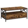 Image de VASAGLE Table Basse avec 2 Tiroirs et Un Compartiment Ouvert Cadre en Acier en Forme de X 100 x 55 x 45 cm Marron et Noir
