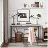 Image de Vasagle bureau, table, poste de travail, 140 x 60 x 75 cm, pour bureau, salon, chambre, assemblage simple, métal, style industriel, grège et noir lwd043b02