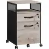 Image de Vasagle caisson de bureau avec 2 tiroirs verrouillables, meuble de rangement de bureau, avec roulettes, compartiment ouvert, cadre en acier, style industriel, grège et noir ofc077b02