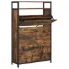 Image de Vasagle meuble à chaussures, meuble de rangement avec 3 abattants, compartiment ouverts, séparateurs réglables, pour entrée, 15-24 paires, 80 x 30 x 130 cm, marron rustique et noir lbs802b01