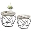 Image de Vasagle tables basses, lot de 2, tables d'appoint, tables de salon, bouts de canapé, cadre en acier robuste, pour salon, chambre, style industriel, grège et noir let040b02 Lot de 2