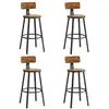 Image de Vasagle tabouret bar industriel, lot de 4, chaises bar cuisine, avec dossier, cadre en acier, siège de 73.5 cm de haut, montage facile, style industriel, marron rustique et noir lbc226b01