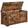 Image de Vasagle coffre de rangement intérieur, banc à chaussures, pouf, banquette, rangement pour jouet enfant, avec charnières de sécurité, style grange, 100 x 40 x 46 cm, marron rustique lsbfr060t01