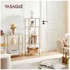 Image de Vasagle étagère, meuble de cuisine, rangement 5 niveaux, colonne salle de bain, pour salon, chambre, bureau, en verre trempé, cadre en acier, doré lgt029a01