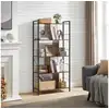 Image de Vasagle meuble de rangement, bibliothèque, étagère 5 niveaux, avec compartiments ouverts, pour bureau, salon, chambre, style industriel, marron rustique et noir lbc121b01