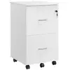 Image de Caisson de bureau mobile, avec serrure, 2 tiroirs, système de blocage des roulettes, rails de suspension réglables, blanc