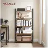 Image de Vasagle étagère à 5 niveaux, bibliothèque, meuble de rangement, avec sructure en acier, pour salon, bureau, entrée, style industriel, marron rustique et noir lls081b01