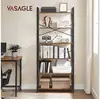 Image de Vasagle étagère à 6 niveaux, bibliothèque avec cadre en acier, pour salon, bureau, entrée, style industriel, 80 x 30 x 186 cm, marron rustique et noir lls082b01