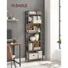 Image de Vasagle bibliothèque, étagère rangement 6 niveaux, meuble de rangement, cadre en acier, pour salon, couloir, bureau, style industriel, marron rustique et noir lls113b01