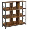 Image de Vasagle meuble de rangement 3 niveaux, étagère rangement, bibliothèque style industriel, 9 cubes, pour salon, bureau, entrée, cuisine, 100 x 30 x 103,1 cm, marron rustique et noir lls112b01