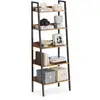 Image de Vasagle étagère échelle, bibliothèque à 5 niveaux, meuble de rangement sur pieds, pour salon, chambre, cuisine, cadre en acier, facile à assembler, style industriel, marron rustique et noir lls067b01