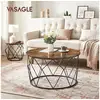 Image de Vasagle table basse ronde, meuble de salon, cadre en acier, pour salon, chambre, bureau, style industriel, marron rustique et noir lct040b01 80 x 45 cm (Ø x H)