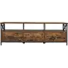 Image de Vasagle meuble télé, banc tv, rangement téléviseur jusqu'à 65 pouces, avec 3 tiroirs et étagères, 147 x 40 x 50 cm, style industriel campagnard, cadre en acier, marron rustique et noir