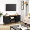 Image de Songmics meuble tv, support de télévision, buffet bas, avec 3 étagères réglables, pour tv jusqu'à 55 pouces, pour salon, chambre, marron rustique et noir Pour TV jusqu'à 55 pouces