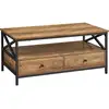 Image de Vasagle table basse, table de salon, buffet bas, avec 2 tiroirs et un compartiment ouvert, cadre en acier en forme de x, 100 x 55 x 45 cm, style industriel, marron châtaigne et noir lct201b41