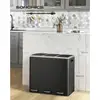 Image de Songmics poubelle tri sélectif 3 bacs, 3 x 18l, poubelle 3 compartiments, couvercle à fermeture lente, avec seaux intérieurs et poignées, pour cuisine, noir ltb54bk