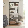 Image de Bibliothèque sur pieds, meuble de rangement design, 30 x 80 x 180 cm, pour bureau, salon, chambre, cuisine, marron rustique et noir lls119b01
