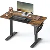 Image de Bureau Assis Debout Électrique 60 x 120 x (72-120) cm Réglable en Hauteur Mémoire 4 Hauteurs Marron Rustique et Noir Pur