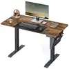 Image de Bureau assis debout électrique, 60 x 120 x (72-120) cm, table réglable en hauteur, mémoire 4 hauteurs, pochette, cadre en acier, dessus épais, marron rustique et noir pur