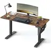 Image de Bureau assis debout électrique, 60 x 140 x (72-120) cm, table réglable en hauteur, mémoire 4 hauteurs, pochette, cadre en acier, dessus épais, marron rustique et noir pur