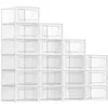 Image de SONGMICS Meuble à Chaussures Lot de 18 Rangement Chaussures Pliable pour Pointure Jusqu’à 44 Transparent et Blanc