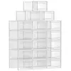 Image de Boîtes à chaussures, lot de 18, rangement chaussures, pliable, pour pointure jusqu'à 44, transparent et blanc