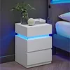 Image de Table de Chevet - VASAGLE - 3 Tiroirs - Bande LED Multicolore Réglable - Style Moderne