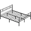 Image de Vasagle lit adulte 160 x 200 cm, 2 personnes, en métal, montage facile, pour petits espaces, chambre d’amis, chambre ado, noir