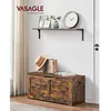 Image de VASAGLE Coffre de Rangement avec 2 Charnières de Sécurité Style Rustique 40 x 100 x 46 cm Marron Rustique LSB061T01
