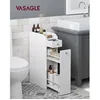 Image de Armoire de salle de bain avec tiroir et porte avec 2 étagères à lintérieur 40 x 18 x 70 cm Blanc
