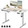 Image de Bureau électrique réglable en hauteur, bureau assis-debout, surface 60 x 120 cm, réglable en continu, fonction mémoire de 4 hauteurs, blanc