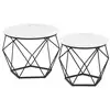 Image de Vasagle table basse ronde, lot de 2, table d’appoint, bout de canapé, style moderne, plateau amovible, cadre en acier, pour salon, blanc et noir