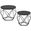 Image de Vasagle table basse ronde, lot de 2, table d’appoint, bout de canapé, style moderne, plateau amovible, cadre en acier, pour salon, noir