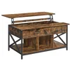 Image de Table Basse Relevable avec Rangement Ouvert et Compartiment Caché Barres en Forme de X 60 x 100 x (48-62) cm Marron et Noir
