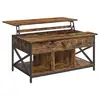 Image de Vasagle table basse, table de salon avec plateau relevable, avec rangement ouvert et compartiment caché, barres en forme de x, 60 x 100 x (48-62) cm, marron rustique et noir lct205b01 avec Plateau Relevable