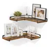 Image de Vasagle étagère murale en forme de l, lot de 2, étagère d’angle suspendue, tablette flottante, style industriel, pour salon, chambre, cuisine, marron rustique et noir