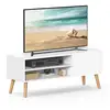Image de Vasagle meuble tv, support télé, pour télévision jusqu'à 55 pouces, longueur 120 cm, rangement consoles de jeux, style rustique, pour salon, chambre, blanc