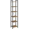 Image de Vasagle étagère 6 niveaux, bibliothèque, meuble de rangement, pour bureau, salon, chambre, 30 x 40 x 187,5 cm, style industriel, noisette foncé et noir