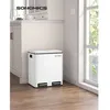 Image de Poubelle Cuisine 2 x 15L avec Pédale 2 Compartiments 15 Sacs Poubelles Blanc Nuage