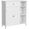 Image de Vasagle meuble de salle de bain avec tiroir, 3 compartiments ouverts, étagères réglables, 2 portes, 75 x 30 x 80 cm, style nordique scandinave, blanc mat