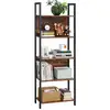 Image de Vasagle bibliothèque, étagère de rangement, étagère de cuisine, 5 niveaux, cadre en acier stable, pour bureau, entrée, salon, style industriel, marron rustique et noir lls025b01
